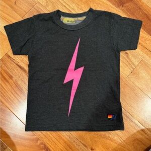 Aviator Nation Kids Black T-Shirt with Pink Lightning Bolt 4